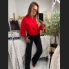 Bawełniana czerwona bluza w czarne serduszka